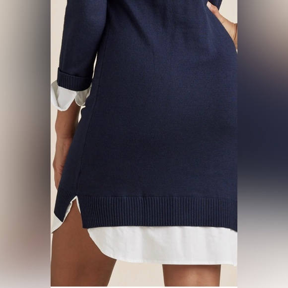 Navy Blue Layered Sweater Dress - Picture 13 of 15